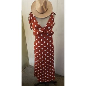 Fall brown polka-dot maxi